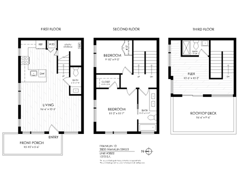 Franklin 10 2 Bedroom 2.5 Bathroom Floorplan